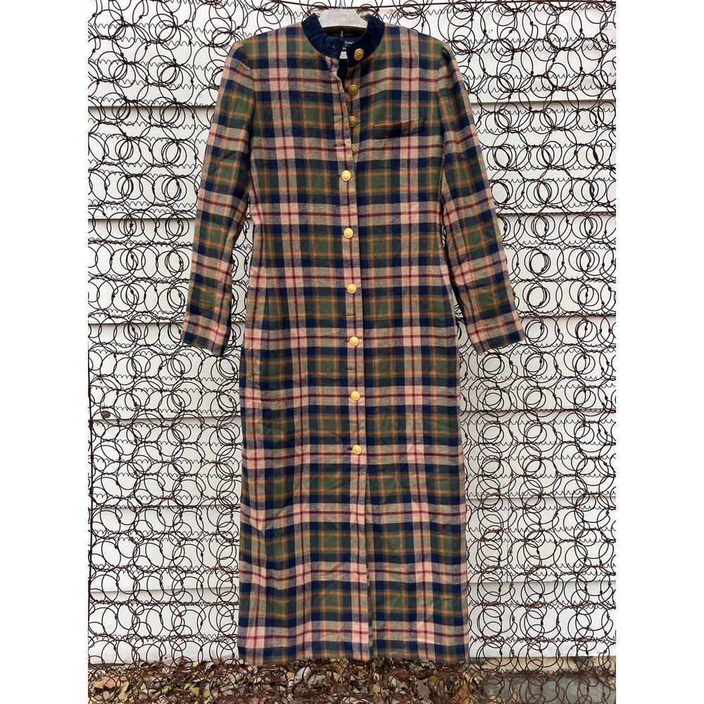Cynthia Howie for Maggie Boutique Long Plaid Flannel Dress Button Front Size 6